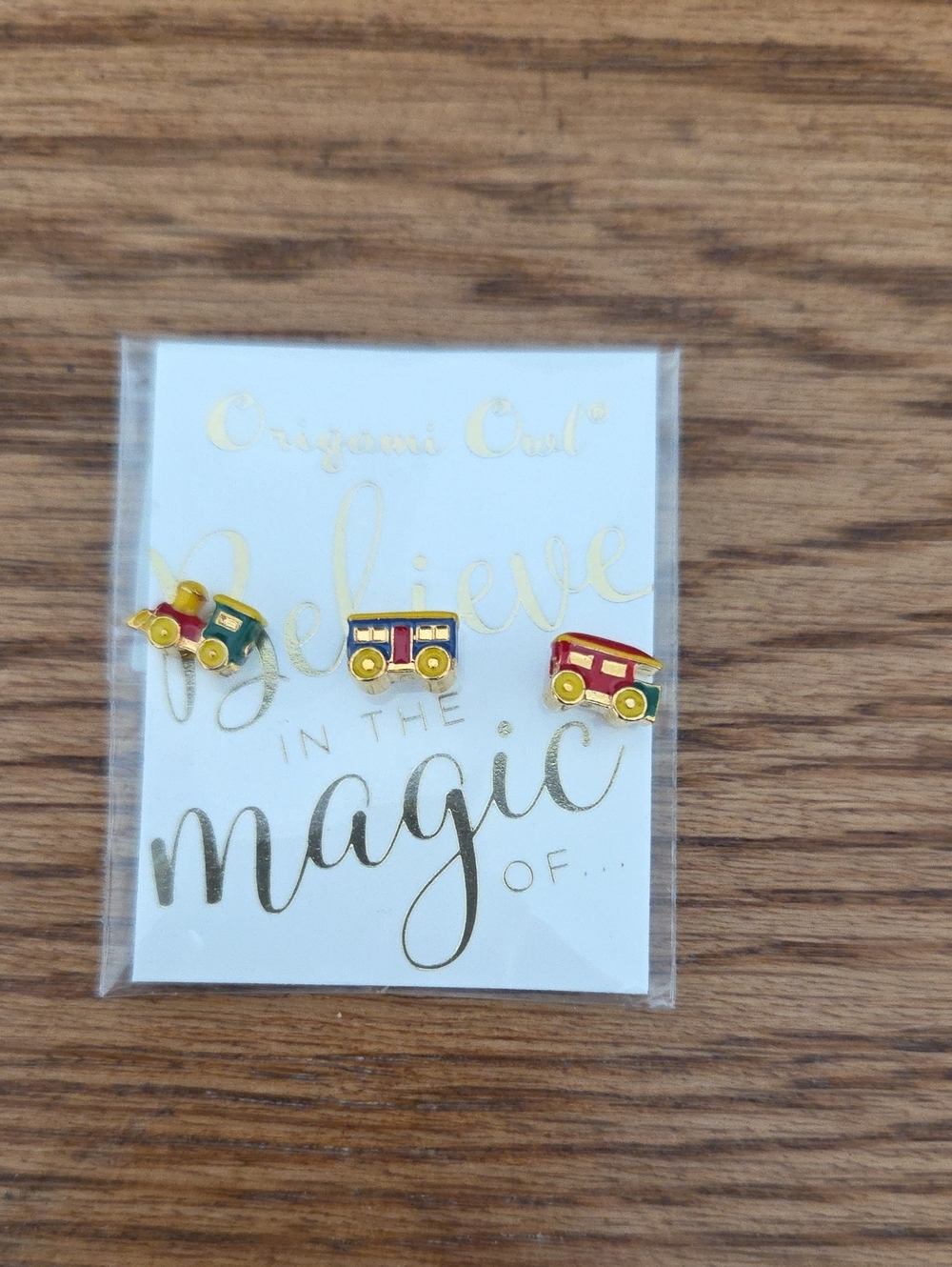 Origami Owl Red, Green, Blue and Gold Train Charm Set - GS1001